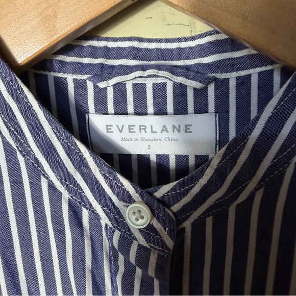 Everlane Striped Collarless Shirt Dress Size 2 - Picture 10 of 10
